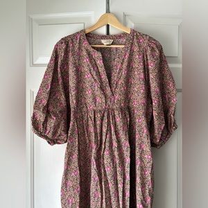 Universal Thread Floral Puff-Sleeve Midi Dress - M